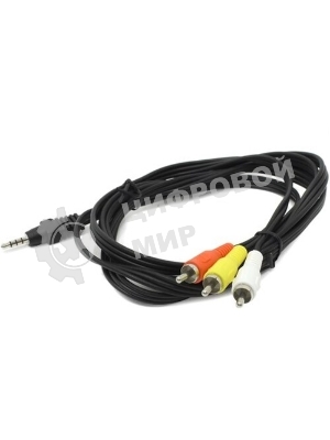 Кабель аудио/видео Cablexpert CCA-4P2R-2M, Jack3.5 4pin папа->3х RCA папа, 2м, черный