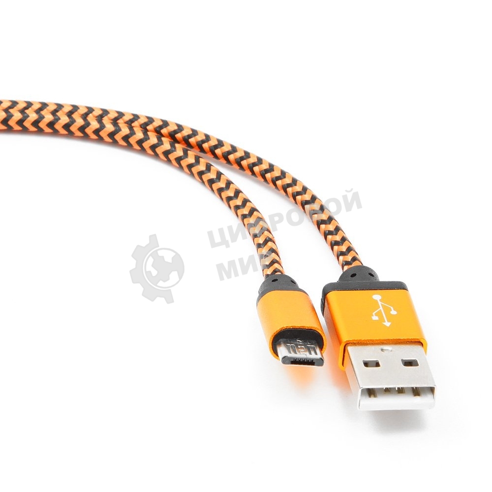 Кабель Gembird USB 2.0 Cablexpert AM/microBM 5P, 1м, нейлоновая оплетка, алюминиевые разъемы, оранжевый, пакет