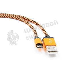 Кабель Gembird USB 2.0 Cablexpert AM/microBM 5P, 1м, нейлоновая оплетка, алюминиевые разъемы, оранжевый, пакет