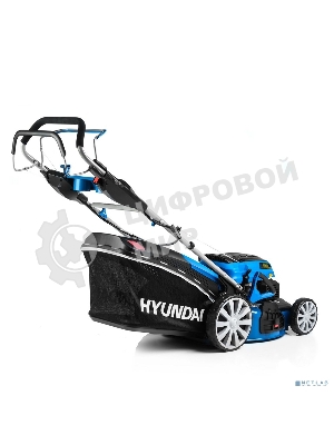 Бензиновая газонокосилка Hyundai L 4610SE самоходная, электрозапуск, двигатель Hyundai ICV145,4-х такт, 3.5 л.с./145 см3, Ширина среза 45,7 см, Высота среза 25-75 мм, 35 кг