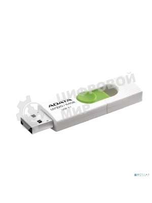 Флешка USB ADATA UV320 (AUV320-64G-RWHGN), 64Gb, USB 3.2 Gen1, R/W 100/30, белый/зеленый