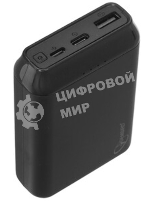 Портативный аккумулятор Gembird GPB-10C, 10000мА·ч, 2A, 4 встроенных кабеля, черный