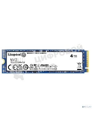 Накопитель SSD Kingston NV3, 4000Gb, M.2 2280, PCIe 4.0 x4, NVMe, R/W 6000/5000