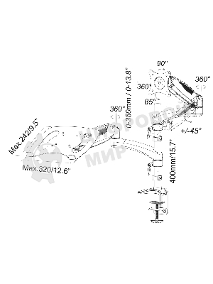 Кронштейн для монитора/ноутбука Cactus CS-VM-LH08-AL серебряный 13
