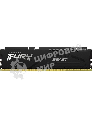 Оперативная память Kingston Fury Beast, DDR5, 16Gb (1x16Gb), 6000MHz, CL36, DIMM, с радиатором, черный