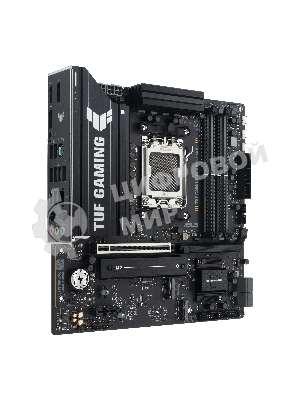 Материнская плата ASUS TUF GAMING B850M-E WIFI, AM5, AMD B850, 4xDDR5, 4xSATA, 3xM.2, 1xPCIe 5.0 x16, 1xPCIe 4.0 x16, 1xPCIe 3.0 x1, 1xHDMI (v2.1), 2xDP (v1.4), 1x2.5Gb LAN, Wi-Fi 6E, Bluetooth 5.3, 1xUSB-C 10Gbps, 2xUSB-A 10Gbps, 2xUSB-A 5Gbps, 4xUSB-A 2.0, 1xPS/2, 3x3.5 мм, 7.1, mATX