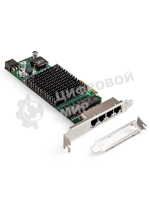 Сетевой адаптер ExeGate EXE-I350-T4V2-PoE (PCI-E x4 v2.1, порты 4xRJ45 PoE (медные, с поддержкой PoE), 10/100/1000Mbps, Gigabit Frame Grabber NIC Intel Chipset NHI350AM4)