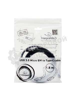 Кабель Cablexpert CCP-USB3-mBMCM-6 USB3.0 microBM/USB3.1TypeC, 1.8м, 