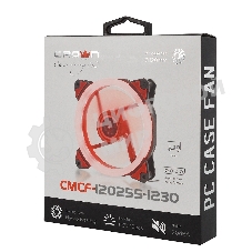 Вентилятор для корпуса Crown CMCF-12025S-1230 черный/красный, 120 мм, 1650 об/мин, 23 дБ, 3 pin