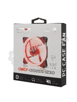 Вентилятор для корпуса Crown CMCF-12025S-1230 черный/красный, 120 мм, 1650 об/мин, 23 дБ, 3 pin