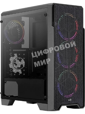 Компьютерный корпус Aerocool/Formula Ore Saturn FRGb-G-BK-v1 (2xUSB, 2xAudio, 0.5 мм,3x120 мм FAN, прозрачная стенка-закаленное стекло, ATX,