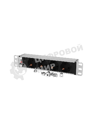 Блок роз Rem-10 без шнура с инд., 4 Sсhuko, вх IEC 60320 C14, 10A алюм. 10