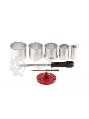 Набор коронок Matrix по керамич. плитке, 33-53-67-73-83 мм + напил., в пласт.боксе, 6-гран.хвост.