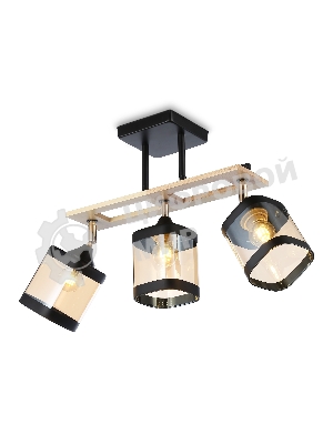 Светильник Ambrella light TR9527/3 BK/FGD/TI черный/золото/янтарь E27/3 max 40W 620*100*290