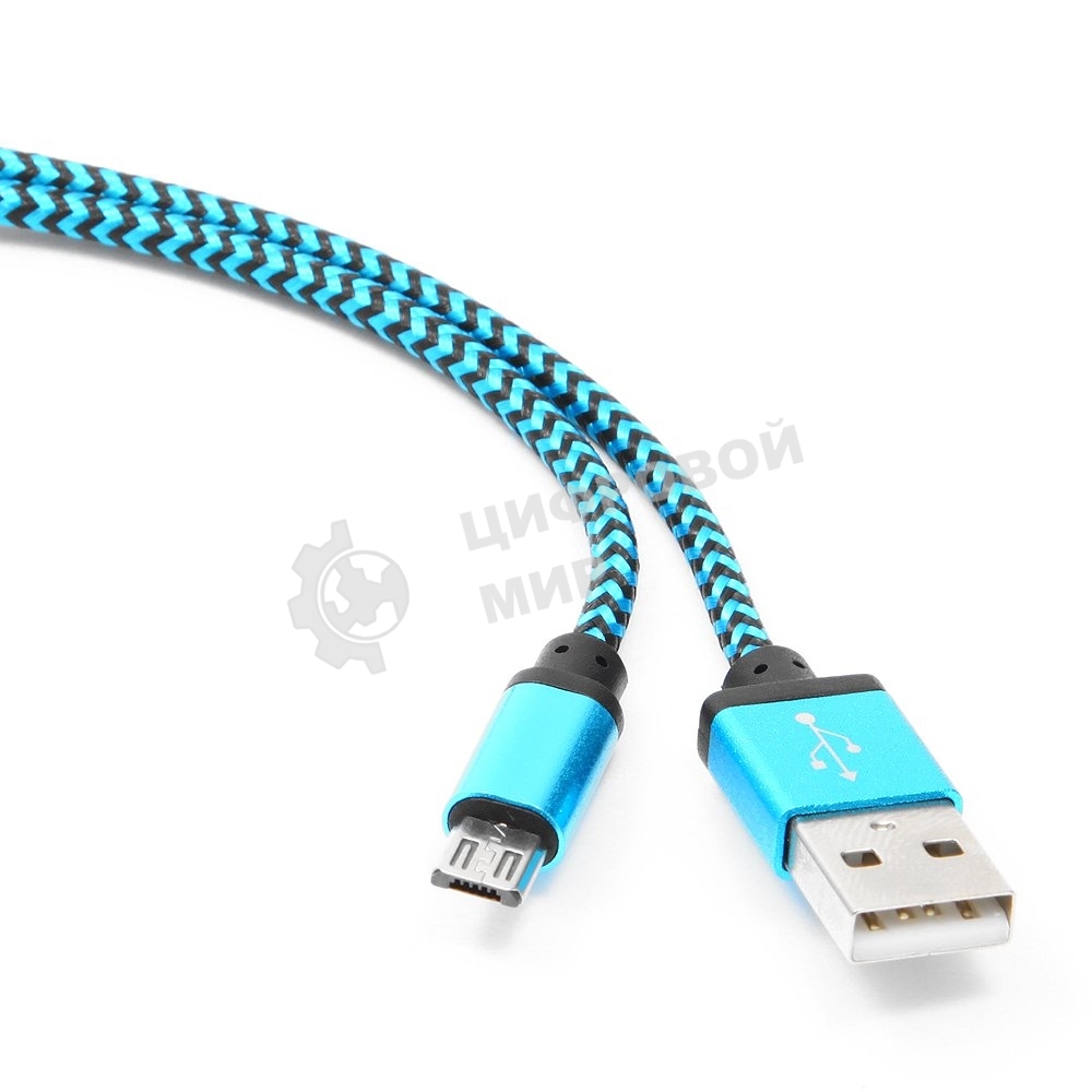 Кабель Gembird USB 2.0 Cablexpert AM/microBM 5P, 1м, нейлоновая оплетка, алюминиевые разъемы, синий, пакет