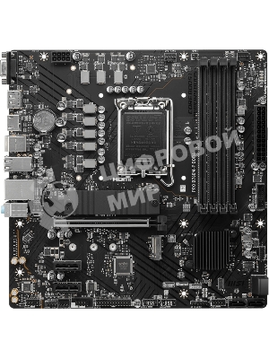 Материнская плата MSI PRO B760M-P DDR4, LGA 1700, Intel B760, 4xDDR4, 4xSATA, 2xM.2, 1xPCIe 4.0 x16, 2xPCIe 3.0 x1, 1xHDMI, 1xDP, 1xVGA, 1x1Gb LAN, 4xUSB-A 2.0, 1xUSB-A 3.2 Gen 1, 1xUSB-C 3.2 Gen 2, 3x3.5 мм, 7.1, mATX