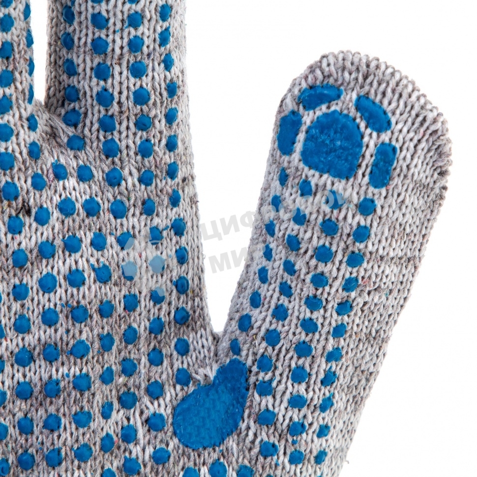 Перчатки трикотажные, с ПВХ точкой, серый меланж, 10 класс Россия