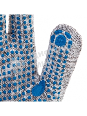 Перчатки трикотажные, с ПВХ точкой, серый меланж, 10 класс Россия