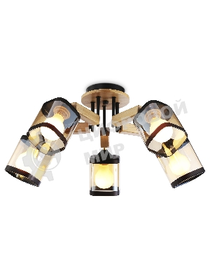 Светильник Ambrella light TR9529/5 BK/GD/TI черный/золото/янтарь E27*5 max 40W D670*260
