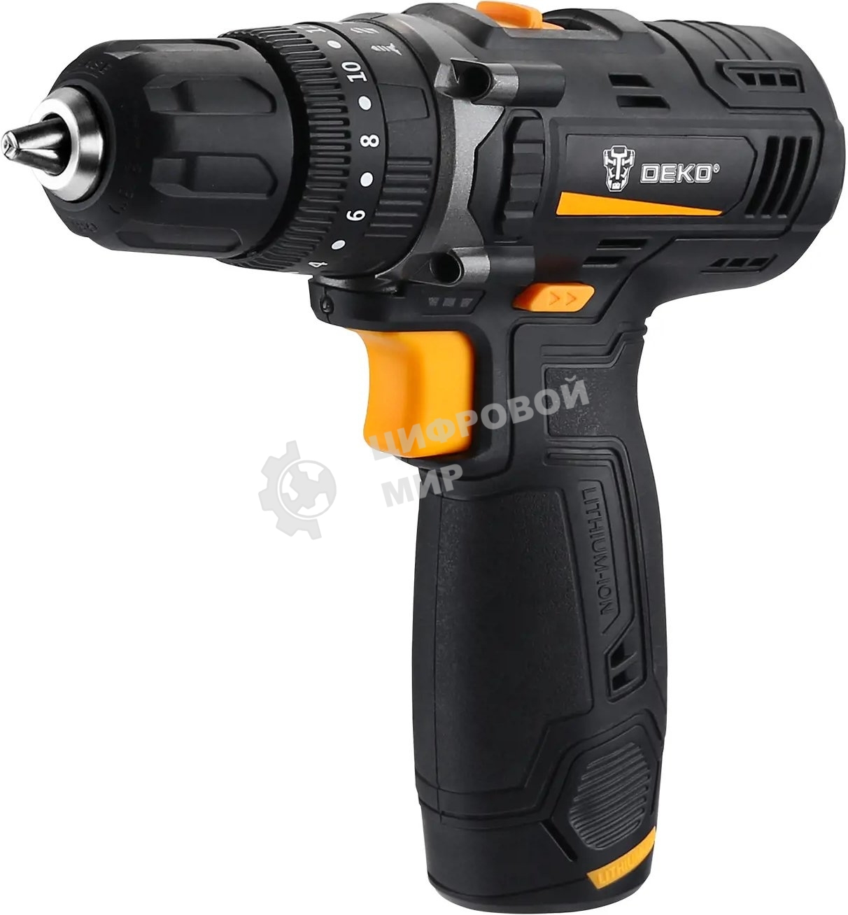 Дрель-шуруповерт Deko GCD12DU, 12 В, 2 Ач, 32 Нм, щеточный, ударный