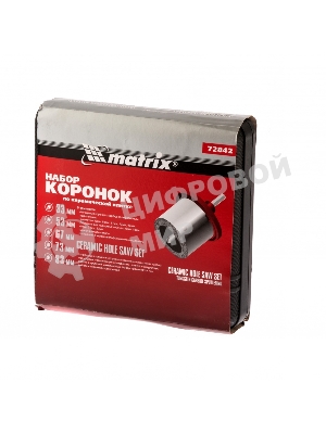 Набор коронок Matrix по керамич. плитке, 33-53-67-73-83 мм + напил., в пласт.боксе, 6-гран.хвост.