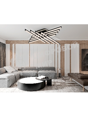 Потолочный светодиодный светильник Ambrella light FL6262 BK черный 130W 3000K-6400K 810*810*130 (ПДУ ИК)