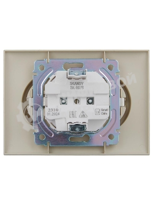 Розетка 2-местная IEK SKANDY SK-R07B (SK-R24-16-K10-F) с заземлением, с защитными шторками 16А в сборе, бежевый
