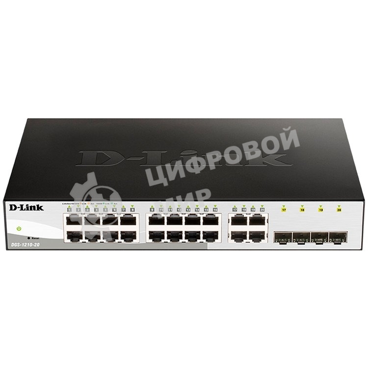 Коммутатор D-Link Gigabit Smart Switch with 16 10/100/1000Base-T ports and 4 Gigabit MiniGbIC (SFP) ports