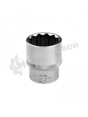 Головка торцевая, 27 мм, 12-гранная, CrV, под квадрат 1/2