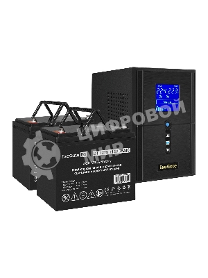 Комплект источника бесперебойного питания Exegate EX295987RUS + батарея 75Aч EX282983RUS 2шт (инвертор, синус, для котла) ExeGate SineTower SZ-1000.LCD.AVR.2SH.1C13.USB <1000VA/800W, чистый синусоида, LCD дисплей, AVR, 2*Schuko+1*C13, USB, линейно-интерактивный, Black> + батарея ExeGate DT 1275 (12В, 75Ач) 2шт