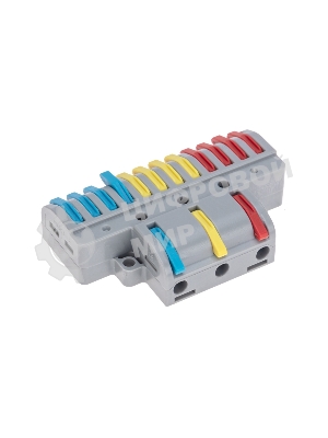 Клемма Rexant СМК 3х4 проходная разветвительная 3 полюса, с монтажной площадкой (1 ввод, 4 вывода на полюс) (10 шт/уп)