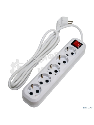 Сетевой фильтр 5bites SP5W-318 5S, 3x1.5мм2, 16A, ABS, 1.8M, белый