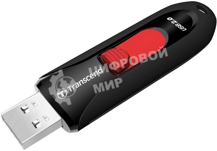Флешка USB Transcend JetFlash 590 (TS64GJF590K), 64Gb, USB 2.0, R/W 25/15, черный/красный