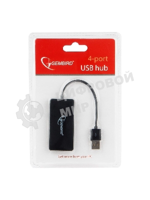 Концентратор USB 2.0 Gembird UHB-U2P4-03, 4 порта, блистер