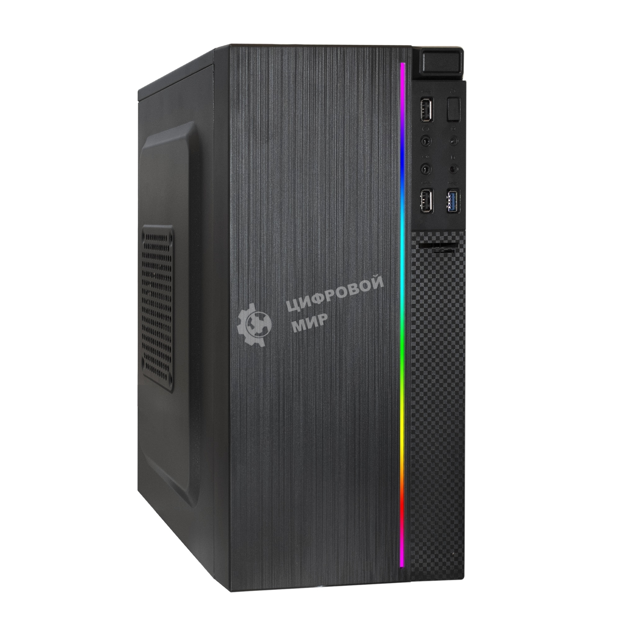 Компьютерный корпус Minitower ExeGate mEVO-9302-RGb-600W-12 (mATX, БП 600NPX с вент. 12см, 2хUSB+1хUSB 3.0, HD аудио, черный с RGb подсветкой)