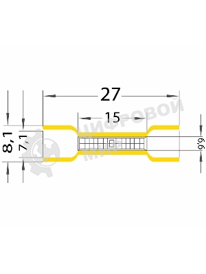 Соединительная гильза изолированная Rexant L-26 мм 4-6 мм² (ГСИ 6.0/ГСИ 4,0-6,0) желтая