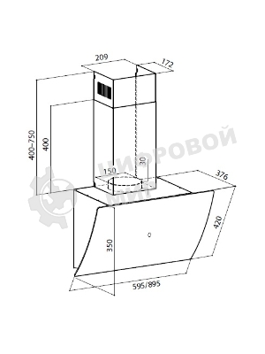 Вытяжка каминная Lex Plaza GS 600 WH белый управление: сенсорное (1 мотор)