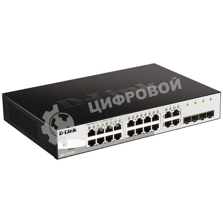 Коммутатор D-Link Gigabit Smart Switch with 16 10/100/1000Base-T ports and 4 Gigabit MiniGbIC (SFP) ports
