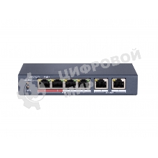 Сетевой неуправляемый коммутатор 4 RJ45 1000M PoE порта; 1 Uplink порт 1000М Ethernet; PoE: IEEE802.3af IEEE802.3at; бюджет PoE 35Вт; поддержка режима передачи до 100м10 Gbps защита от перенапряжений DC48В 0.8A; 38Вт;-10 C...+55C.