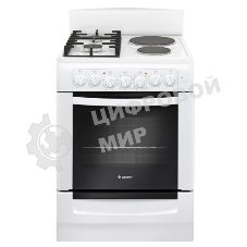 Плита комбинированная Gefest ПГЭ 6112-02 0112 белый, конфорок 2 газовых и 2 электрических, духовка 55 л, 60 см x 85 см x 60 см