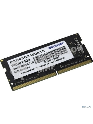 Оперативная память Patriot, DDR4, 8GB (1x8 GB), 2400 MHz, CL17, SO-DIMM