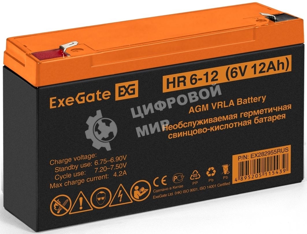 Батарея для ИБП ExeGate HR 6-12 (6V 12Ah), клеммы F1