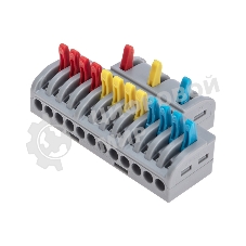 Клемма Rexant СМК 3х4 проходная разветвительная 3 полюса, с монтажной площадкой (1 ввод, 4 вывода на полюс) (10 шт/уп)