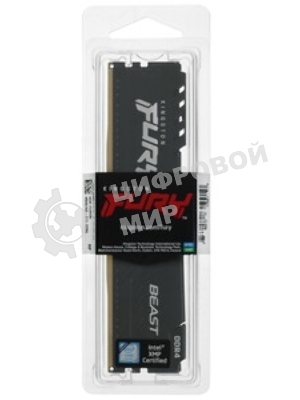 Оперативная память Kingston Fury Beast, DDR4, 32GB (2x16GB), 3200MHz, CL16, DIMM, с радиатором, RGB, черный