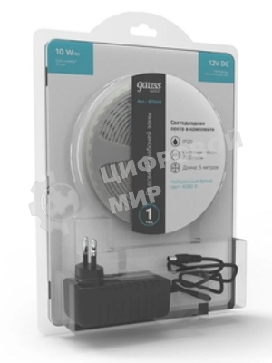 Лента светодиодная Basic Gauss 12V 10W/m 700lm/m 4000K IP20 LED 5m 1/100