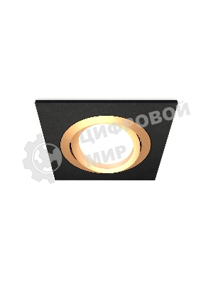 Комплект встраиваемого поворотного светильника Ambrella light XC7632083 SBK/PYG черный песок/золото желтое полированное MR16 GU5.3 (C7632, N7004)