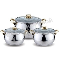 Набор посуды Kelli KL-4206 6 пред.(Кастрюля с жаропрочной стекл. крышкой 2.1 л. Кастрюля с жаропрочной стекл. крышкой 3 л. Кастрюля с жаропрочной стекл. крышкой 4 л. Высококачественная нерж. сталь 18/10. 5-ти слойное капсульное дно.)