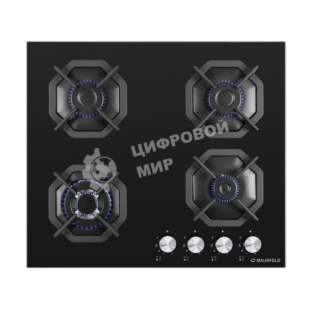 Газовая варочная панель Maunfeld EGHG.64.23CB/G, 4 конфорки, закаленное стекло, черный