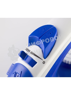 Утюг Galaxy Line GL 6121, синий, паровой, 1600 Вт, керамическое покрытие подошвы, указатель максимального уровня воды, индикатор нагрева, вертикальное отпаривание, паровой удар, функция увлажнения, защита от перегрева, резервуар для воды 470 мл, подача пара до 50 г/мин, паровой удар до 230 г/мин