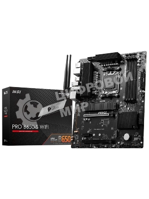 Материнская плата MSI PRO B650-S WIFI, AM5, AMD B650, 4xDDR5, 4xSATA, 2xM.2, 1xPCI-E 4.0 x16, 1xPCI-E 4.0 x4, 1xHDMI, 1xDP, 1x2.5Gb LAN, 3xUSB 3.2 Gen 1, 3xUSB 3.2 Gen 2, 6x3.5 мм, 7.1, Standard-ATX
